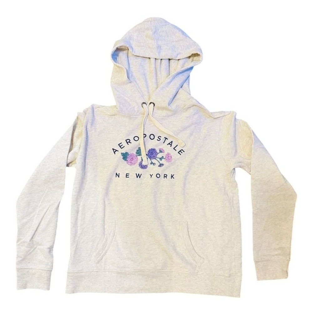 Aeropostale Womens Floral Pullover Hoodie M NY feminine kangaroo lightweight